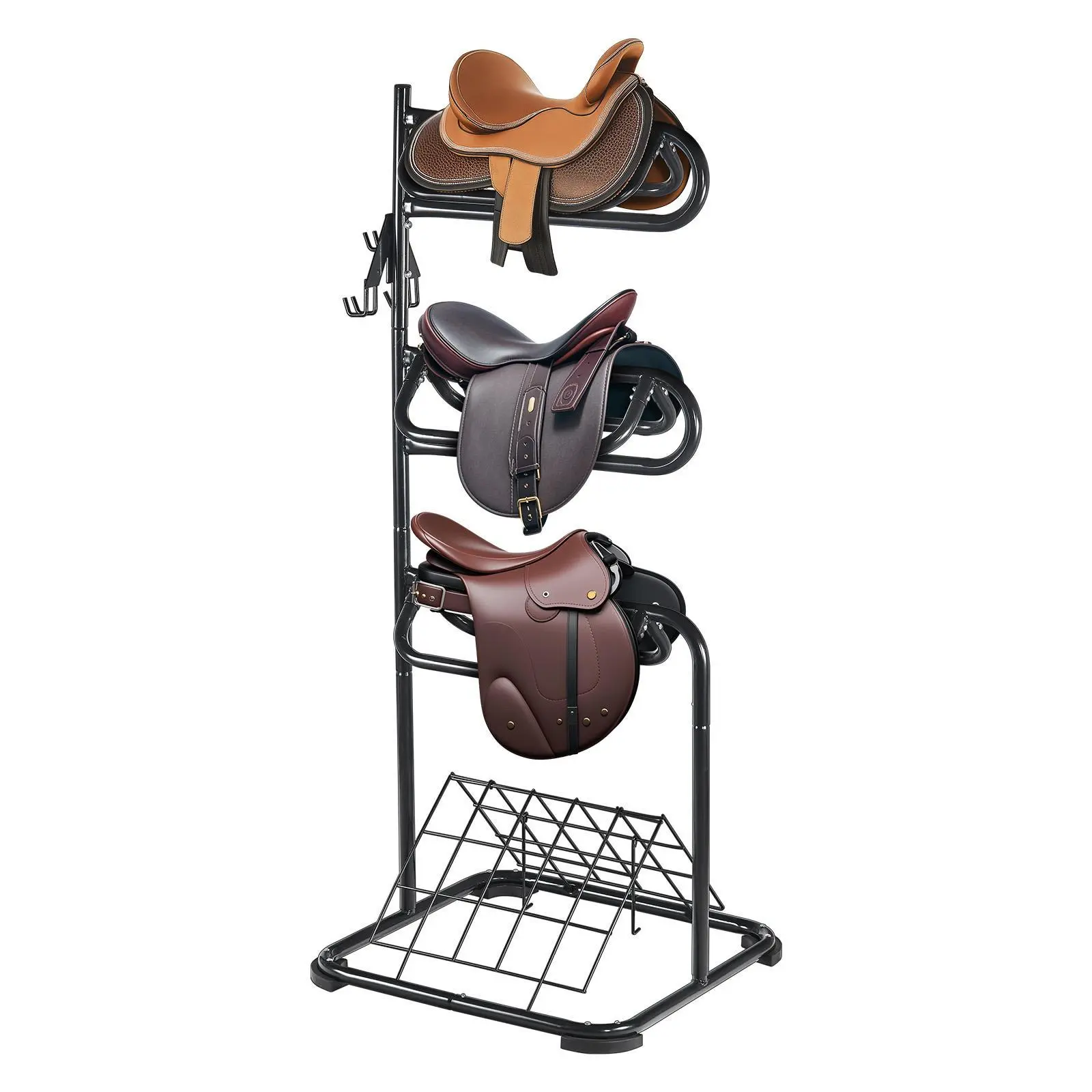 【SummerFinds】VEVOR Freestanding Saddle Stand,  , 30 x 30 x 68.5 in, 3 Tiers Saddle Rack, Heavy Duty Saddle Blanket Holder with Removable & Rotating Tiers, English & Western Saddle Rack for Tack Room Organization