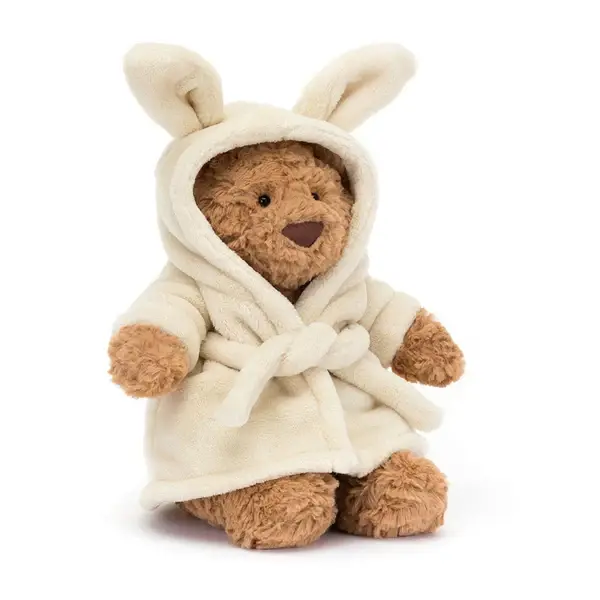 JellyCat Cute Bear Bathrobe Plush Cuddly Stuffed Toy for Kids and Collectors.