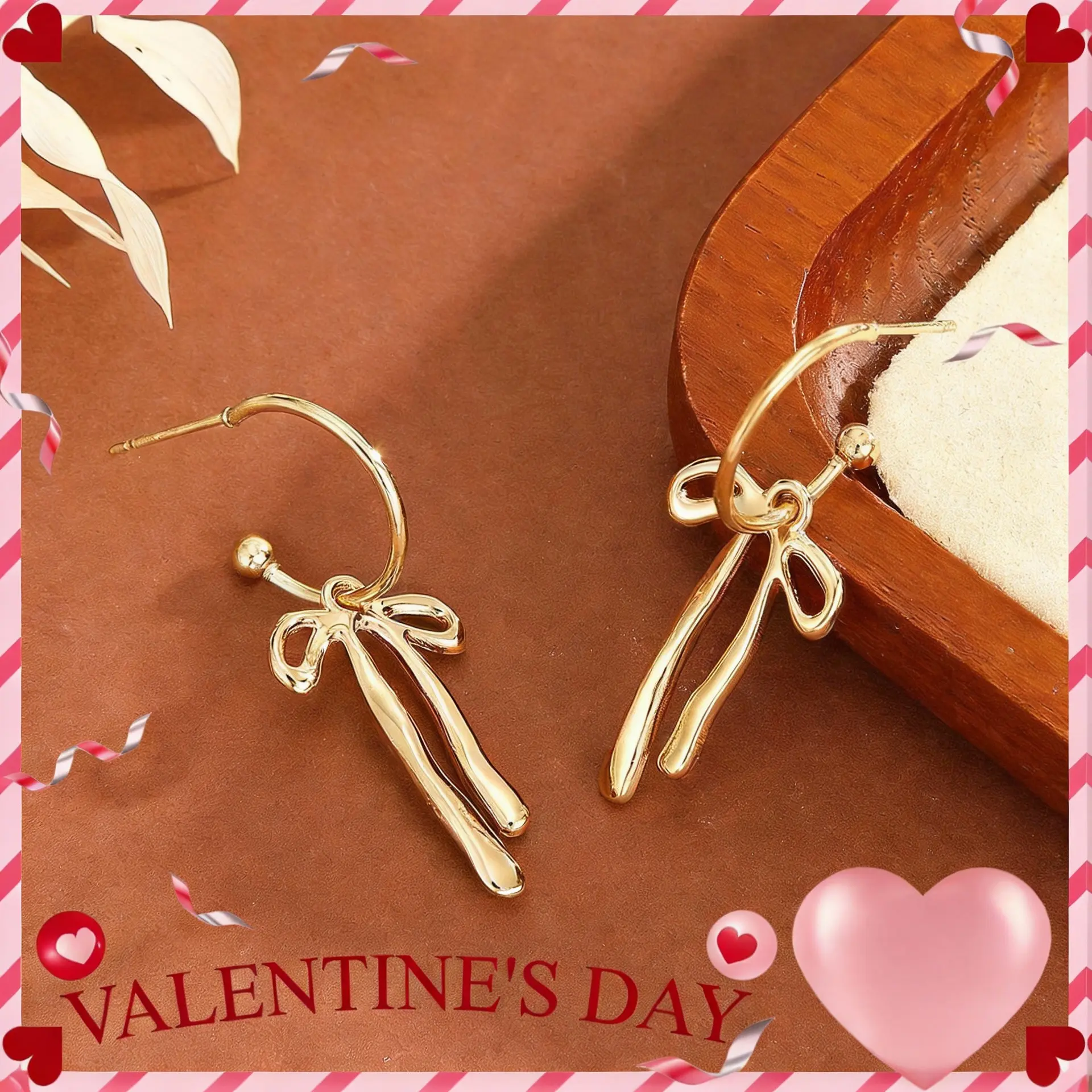 Bow Dangle Earrings for Women  Bow Drop Dangle Earrings golden Hypoallergenic Lightweight Leverback Dangling Christmas Earrings for Women Trendy Valentine's Giftsummerwins