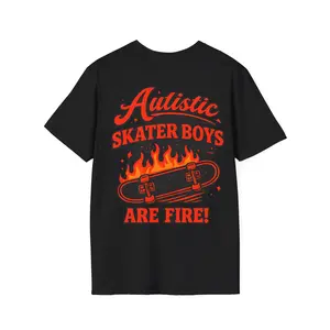 Autistic Skater Boys Are Fire T-Shirt | Skateboard Flames Graphic