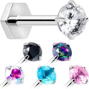 18G 5/16 CZ Implant Grade Titanium Reversible Threadless Flatback