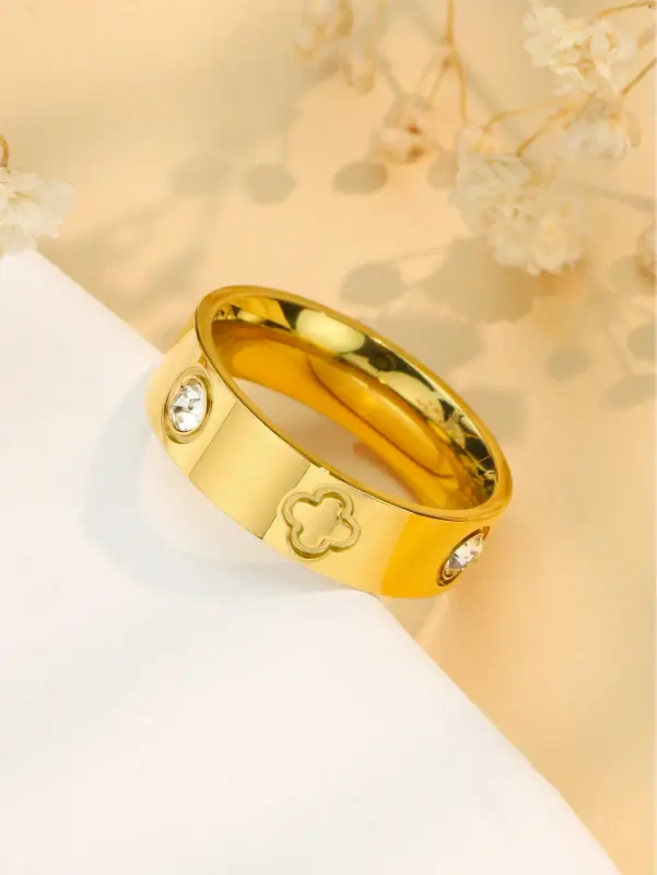 Women Luxury Gold or Silver Clover Ring Jewellery
