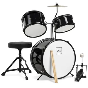 Best Choice Products Kids Beginner 3-Piece Drum, Musical Instrument Set w/ Sticks, Cushioned Stool, Drum Pedal