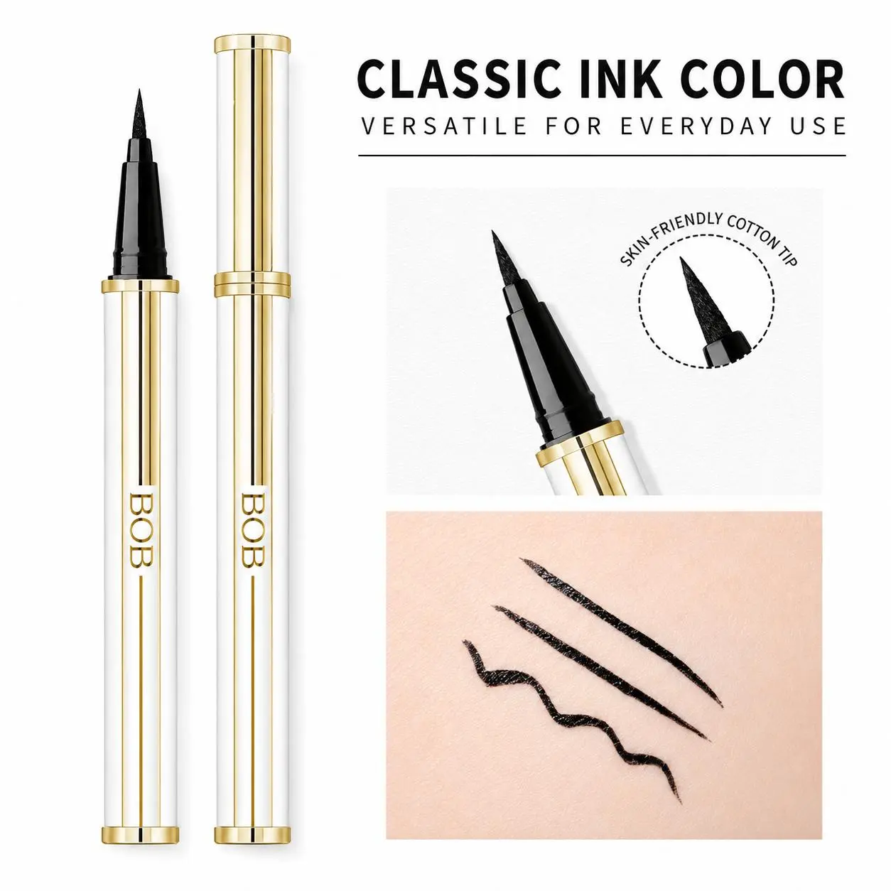 Professional Beauty Tool, Waterproof Lambskin Eyeliner Pen – Smudge-Proof Long-Lasting Smooth Thick Tip for Defined Eye Looks, All-Day Wear & Simple Beginner Use - Women’s Daily Eye Makeup Tool, Cosmetics Lipliner marker quick dry ultra fine liquid