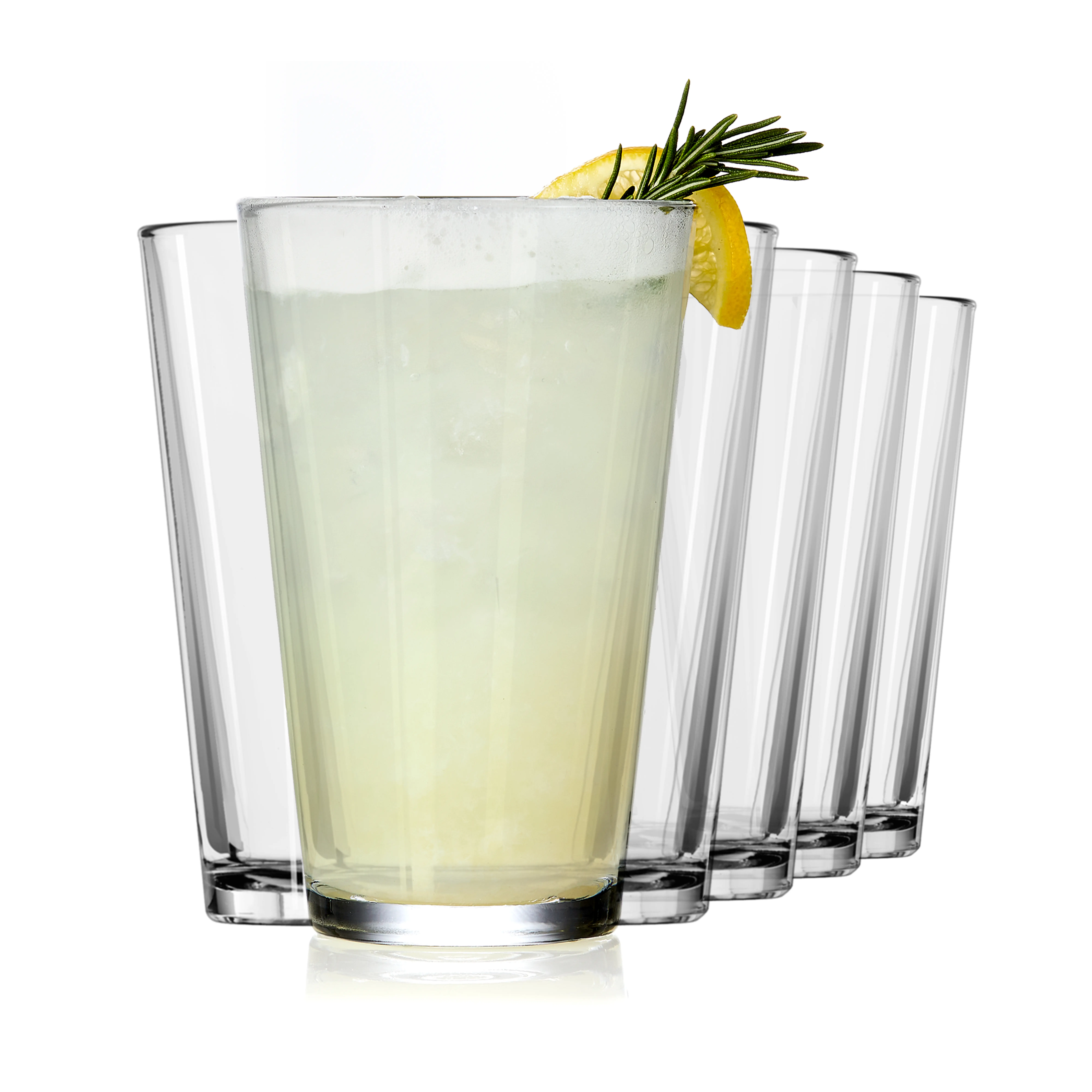Libbey Bar Essentials Hi Ball Drinking Glasses, Clear Restaurant Quality Tall Drinking Glasses Set of 6, Modern Cocktail Glasses Set for Everyday Use