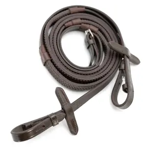 Jeffers Uniquely English Rubber Reins – Premium Leather, Non-Slip Grip, 54" for Horse Riding
