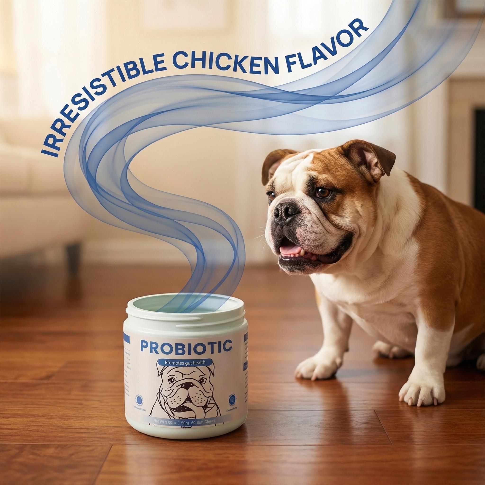 Probiotics for Dogs, Support Gut Health, Occasional Diarrhea, Digestive Health & Seasonal Allergies - Pork Flavor - 60 Soft Chews boost immune