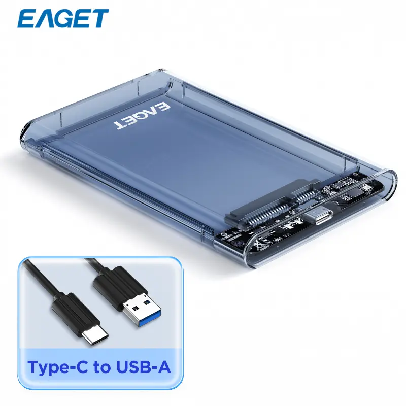 EAGET 2.5 Inch SATA HDD Enclosure - USB 3.0 5Gbps Fast Transfer, Shockproof, Tool-Free Install, Backup and Storage for Gaming Devices, Great Gift for Tech Enthusiasts with Manufacturer Warranty, Ps4, Home Office Storage