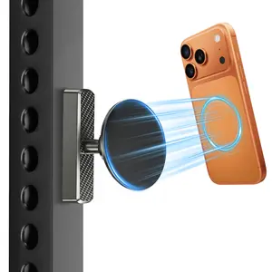 KOMOX Dual Magnetic Phone Holder for Gym, Workout, Kitchen or Any Metal Surface, Magnet Base Mount & Power Magnet Phone Mount for MagSafe iPhone 12-17 Series