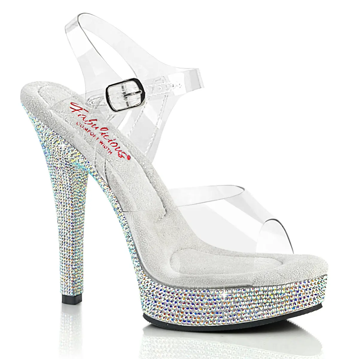 Rhinestone Platform High Heels for Women, Classy Ankle Strap Sandals with a 5-inch Heel and Comfort Width for Weddings & Prom