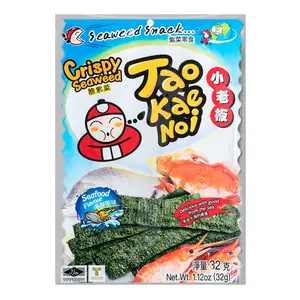 TAO KAE NOI Big Sheet Crispy Seaweed Snack, Seafood Flavor, 32g - Popular Thai Snack, Recommended by Dee Hsu