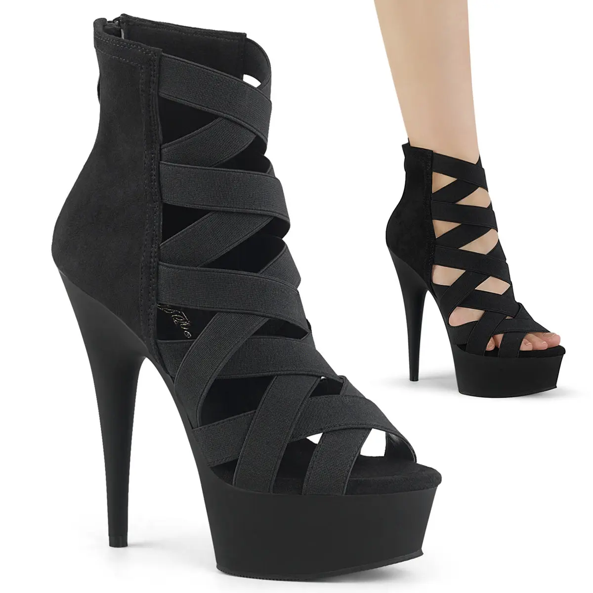 Pleaser Delight-600-24 Women's Elegant Strapy High Heel Sandals with Platform Sole, Back Strap, Pleaser Heels, Statement Shoes, Sandals Women, Elegant Sandals, Strapy Sandals