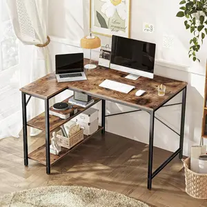 【Space-Saving L-Shape】39" Computer Desk with Reversible Shelves | Sturdy Metal Frame for Gaming, Home Office & Study | Optimize Your Corner