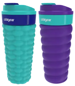 COOL GEAR 2-Pack 20oz Go Grip Coffee Mug, Texture Reusable Travel Cup, BPA-Free Lid, Comfortable Non-Slip Grip, Easy Sipping Design for  Beverages On the Go