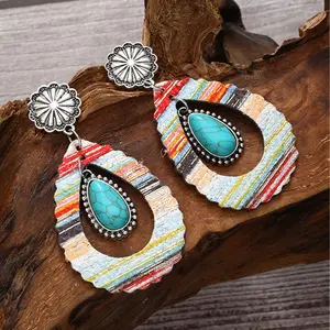 Abstract Turquoise Teardrop Earrings