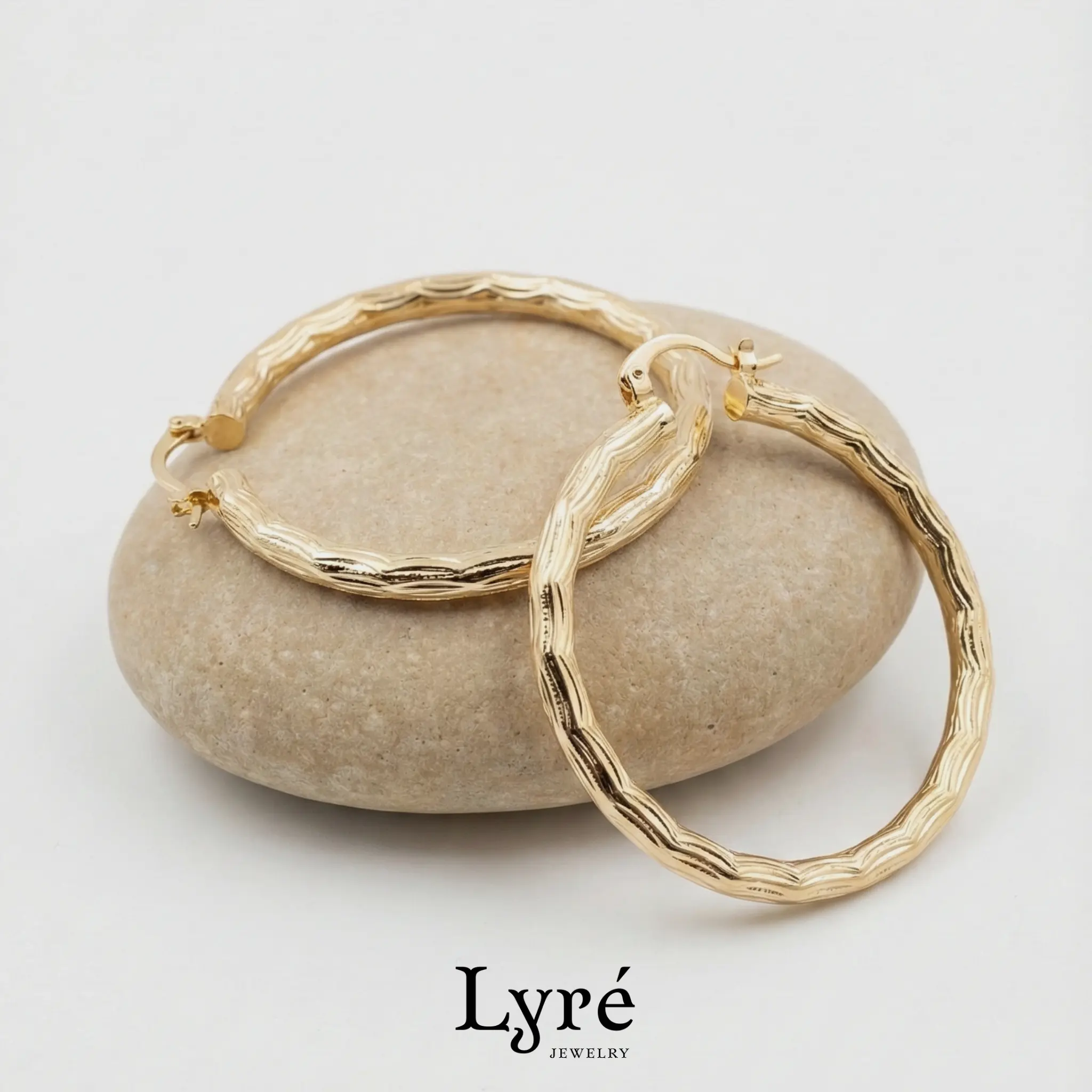 Seren 50mm Diamond Texture Hoop Earrings | ER016