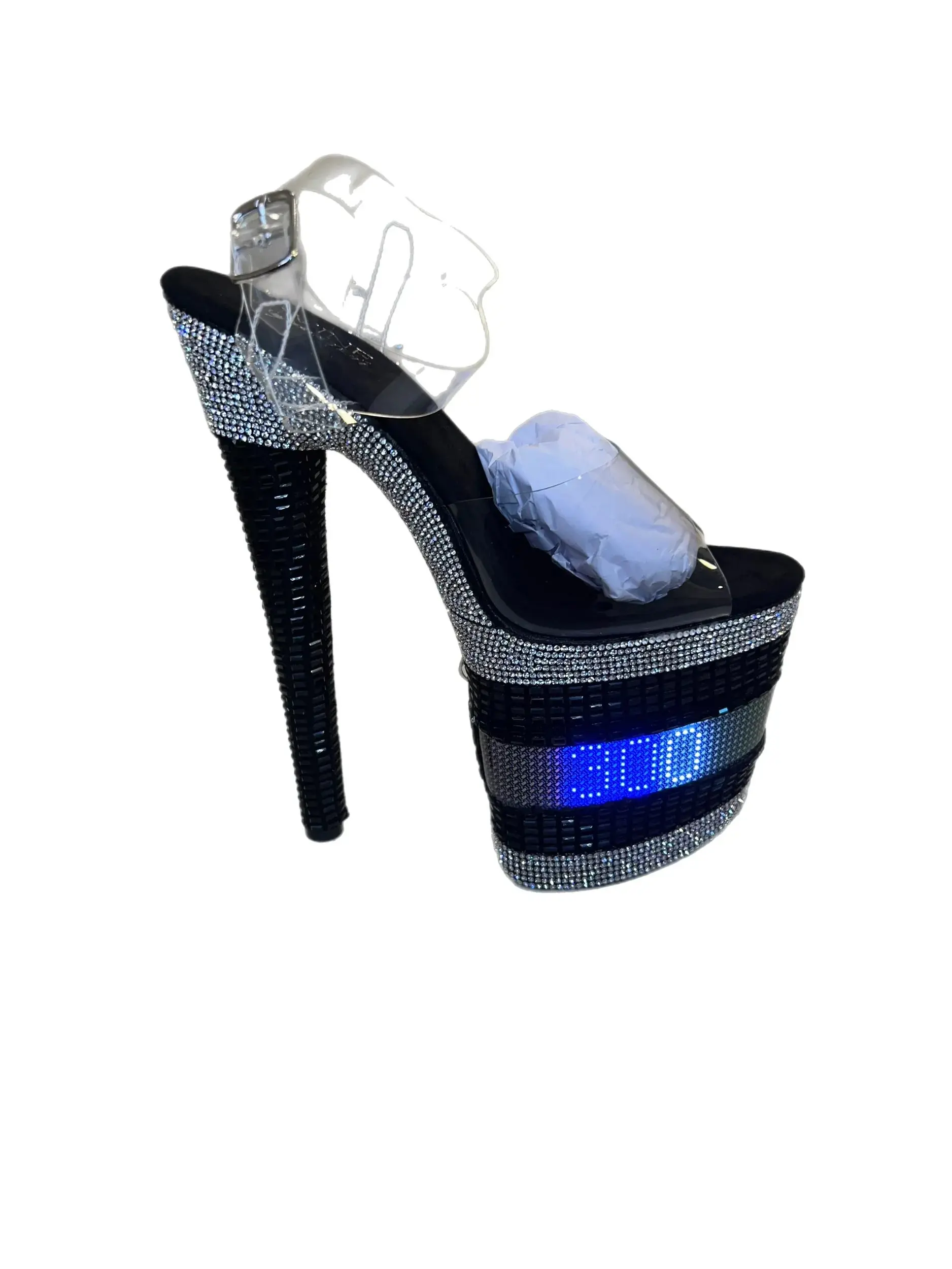 Divine Selection Women's High Heel Sandals (5-8 cm) - Elegant Stiletto Design, App-Controlled Customizable LED Display Screen, Creative Graffiti Display, Rechargeable Party Shoes, Blinking, High Heel (5-8 Cm), Stiletto Heels