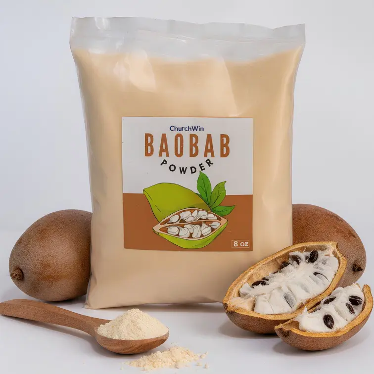 CW CHURCHWIN Organic Baobab Fruit Fine Powder - 8 oz Vegan Sugar-Free Nutrition Supplement, Citrus Light Flavor, Supports Cholesterol Management & Youth, for Smoothies, Yogurt