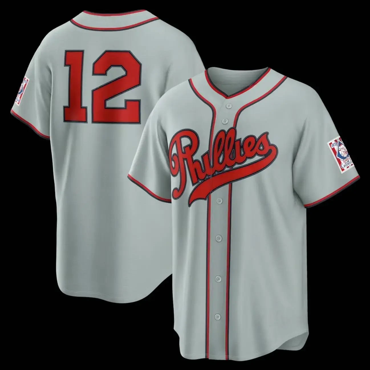 Unisex Baseball Player 12 Schwarber Philadelphia Team Stadium Jersey 2026 Field of Dreams Stadium Jersey - Gray