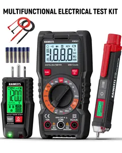 KAIWEETS Electrical Test Kit KIT01, Digital Multimeter, Smart Non-Contact Voltage Tester & GFCI Outlet Tester with LCD, Complete Set with Carrying Case & Batteries for Electrician, DIY & HVAC, SpringStateme