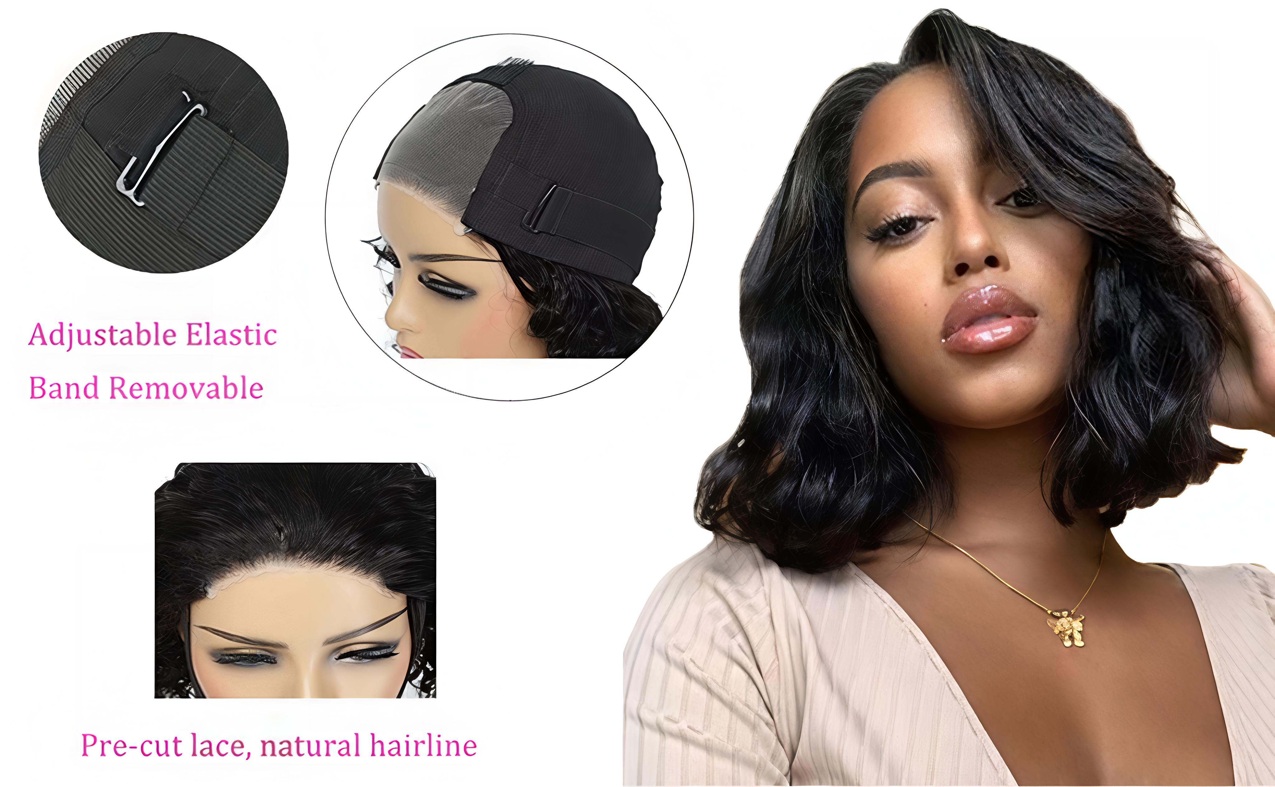 Nerkre TiktokShop Bob Wig Human Hair Body Wave Lace Front Wigs Human Hair 4x4 HD Transparent Lace Closure Wig 180% Density Pre Plucked Short Bob Wigs for Women Wet and Wavy Natural Black