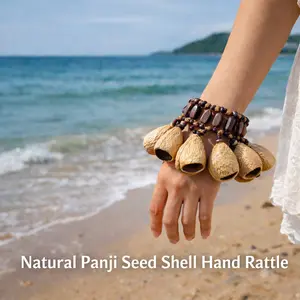 Natural Panji Seed Shell Hand Rattle, Handmade Percussion Shaker for Yoga, Meditation, Sound Healing & Mindfulness