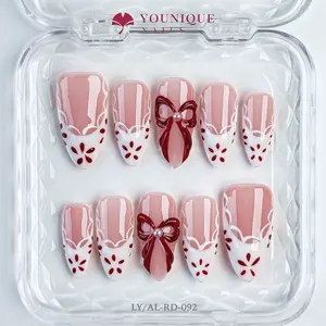 Younique Nails | 10PCS 100% Handmade Press-On Nails | Reusable Colorful Art acrylic stylish 3D Luxury Handcrafted Glossy