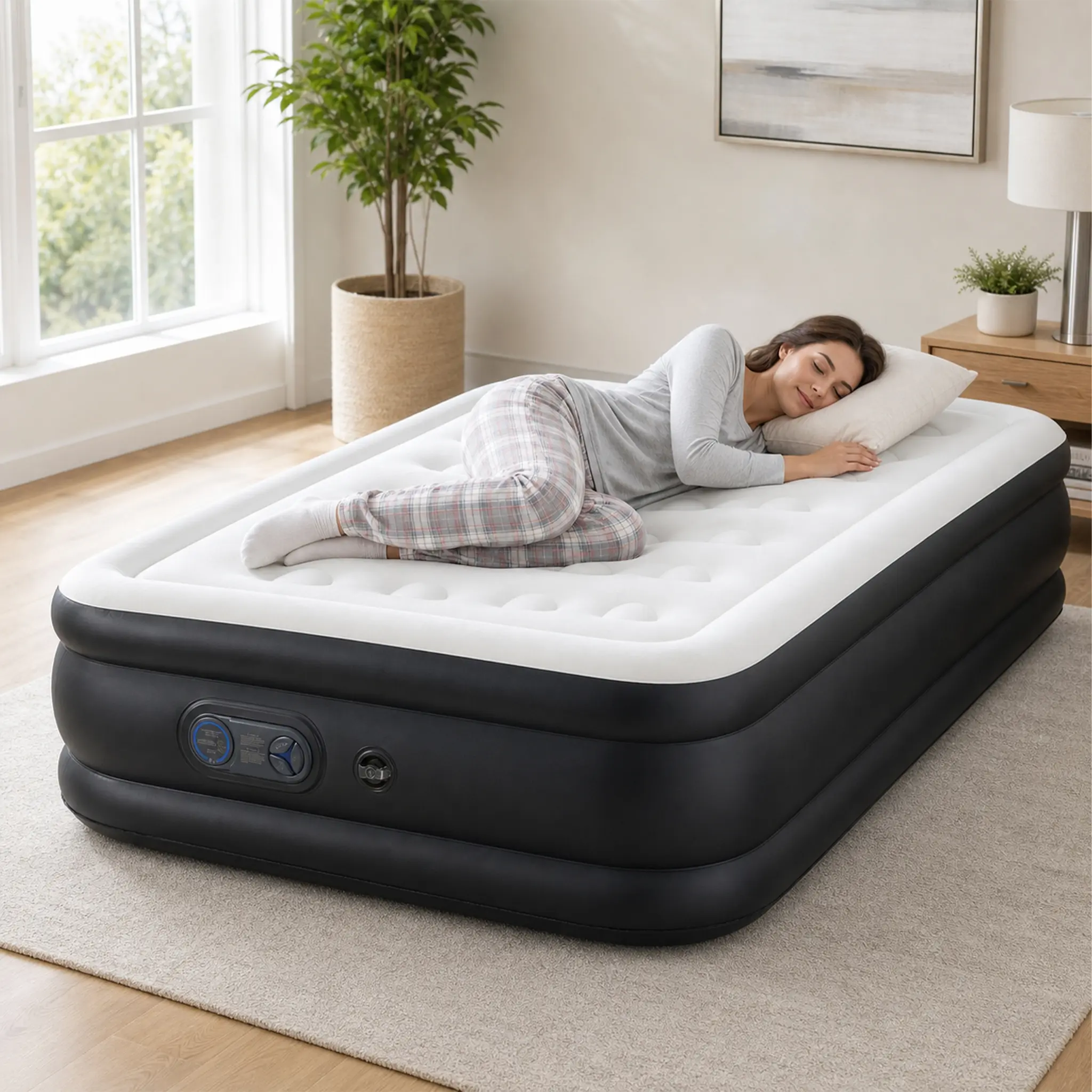 【Summer Sale】Air Mattress - Summer Cooling Inflatable Airbed Mattress with Built-in Pump, Double Height, Adjustable Portable, Breathable Cool Sleep Surface for Home Camping