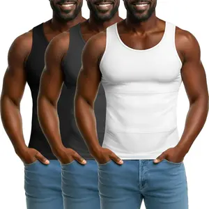 3/2/1 PACK Men Shapewear,Mens Compression Shirt, Double Abdomen Compression Vest,Body Shaper Workout Tank Top, Chest Tummy Control Shapewear,Men Sleeveless Undershirts,Breathable Underwear Menswear Fitness Gym Trainer Tank Tops,Fajas para hombre