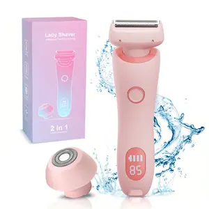 Electric Hair Trimmer, 2-in-1 Rechargeable Wet & Dry Waterproof Shaver, Body Groomer & Electric Shaver for Women , Painless Hair Remover for Bikini Legs Underarms Full Body