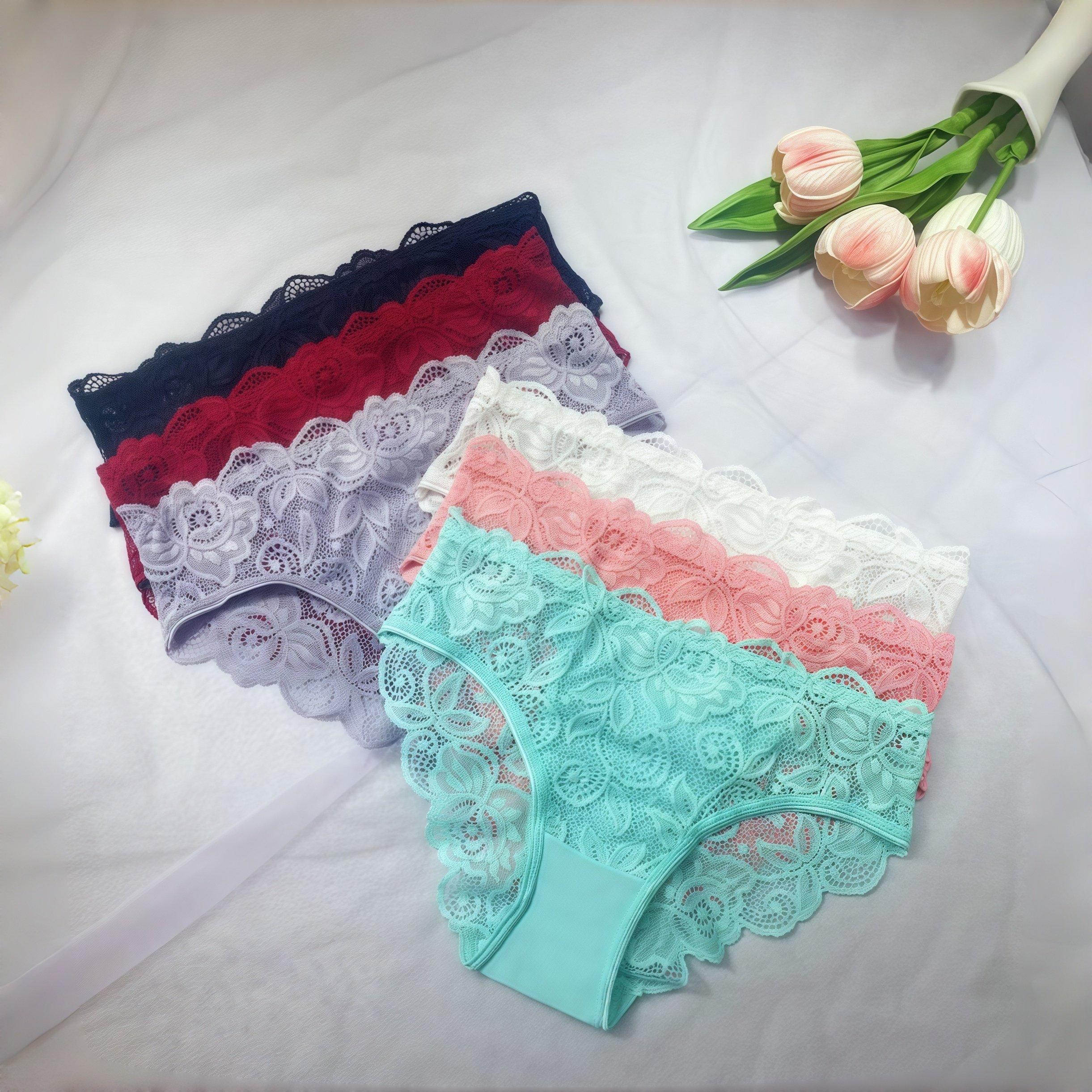 HH   18-piece women's plus-size panties: comfy & simple, soft/skin-friendly, sweat-absorbent & breathable. Wide elastic waist (no tightness/rolling) fits curves; rose-print semi-transparent,  for home/daily commute.Valentine's Day gift Womenswear Style