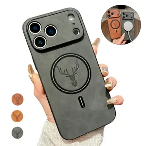 HOTSIAD Elk Deer Design PU Leather Phone Case for iPhone 17 16 15 14 13 12 Pro Max Shockproof Magnetic Bumper Cover