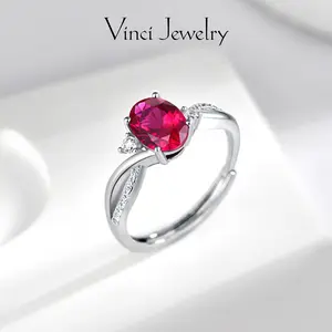 925 Synthetic Ruby Open Ring with Adjustable Design, Romantic and Exquisite 5A Cubic Zircon, Elegant Ring Jewelry for Women, Wedding & Engagement Ring, Perfect Gift for Valentine's Day, Birthday