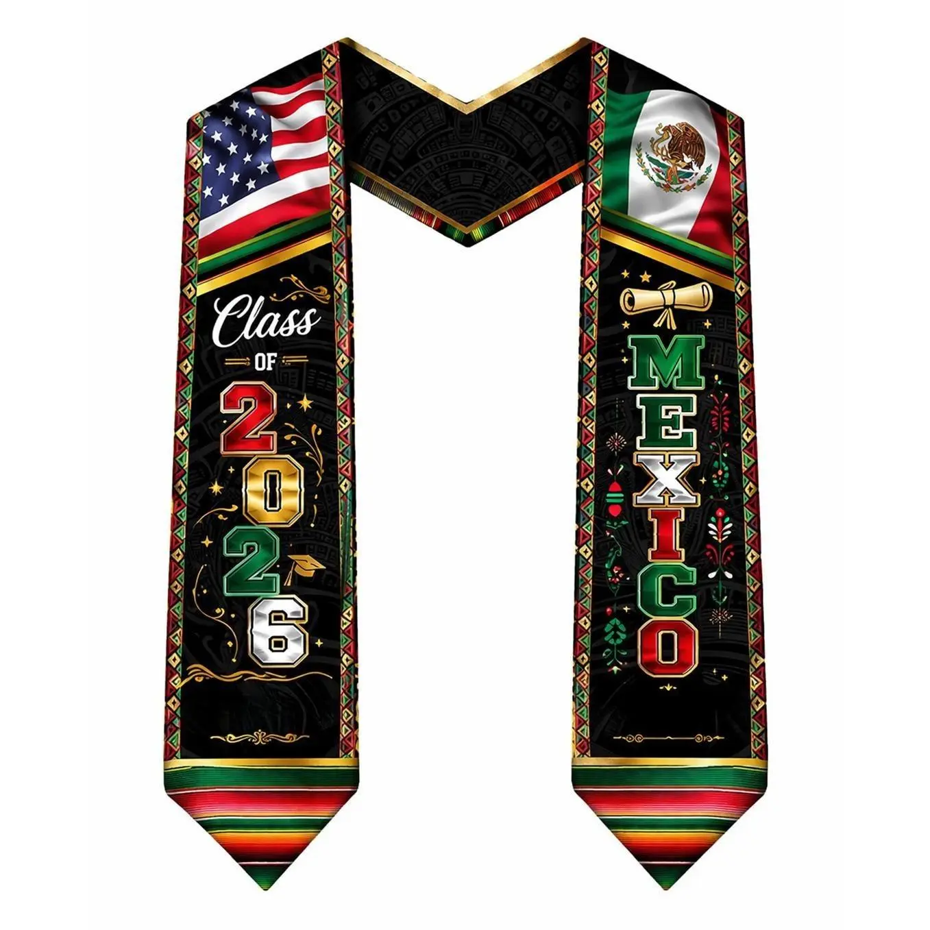 EastJia 2026 Mexico Graduation Stole - Custom Personalized Mexican Flag Sash,WHIMCHOIT, Premium Durable Polyester, Elegant Unisex Design, Ideal Gift & Photo Prop, Made in USA, Soft & Breathable, Long-Lasting summerwins, M