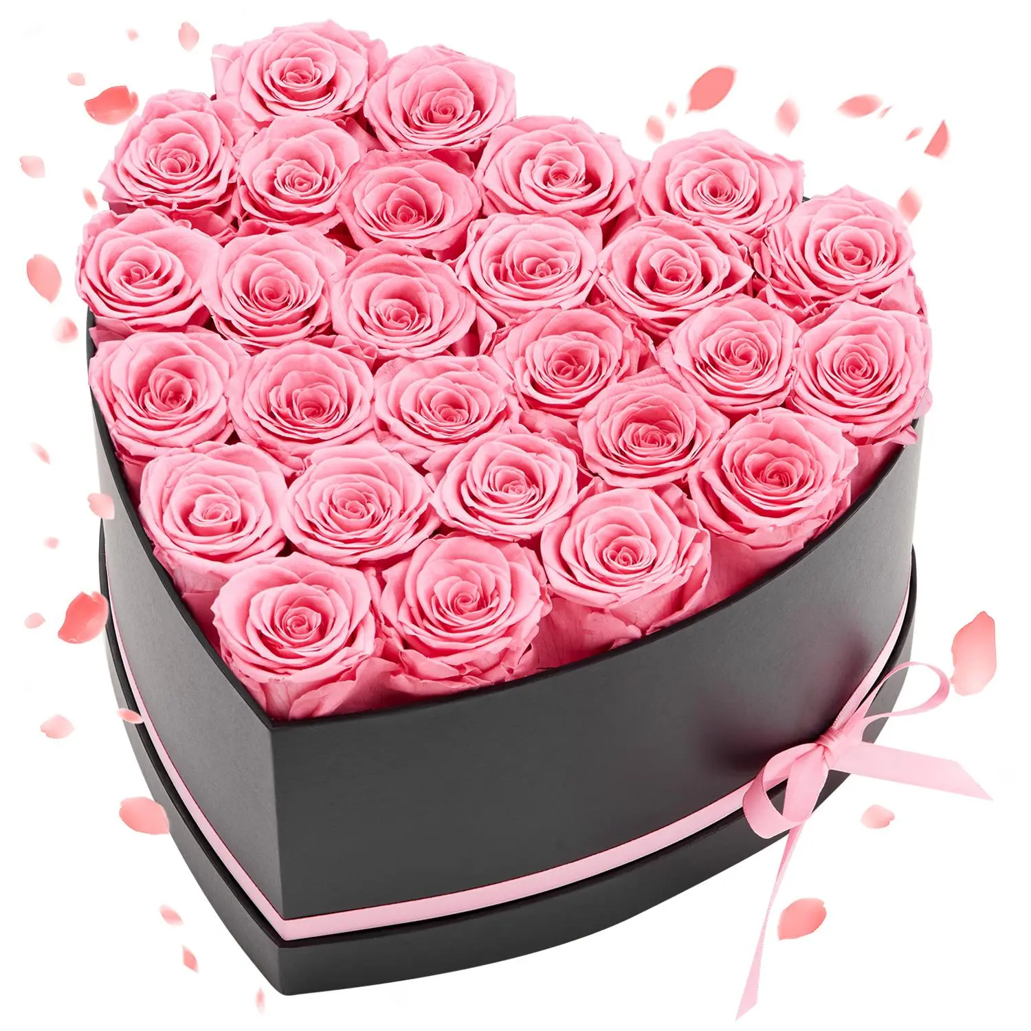 【SummerFinds】VEVOR Forever Flowers, 27 Preserved Roses in a Heart Shape Box, Eternal Flowers Immortal Bouquet Birthday Present for Women Her Wife Mothers, Anniversary, Valentine's Day,Christmas, Pink
