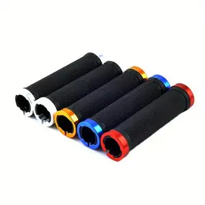 Bicycle Rubber Grip, 2 Counts MTB Alloy Lock Bilateral Lock Handlebar Grip, Anti Slip Cycling Handlebar Grip, BMX Bicycle Accessories