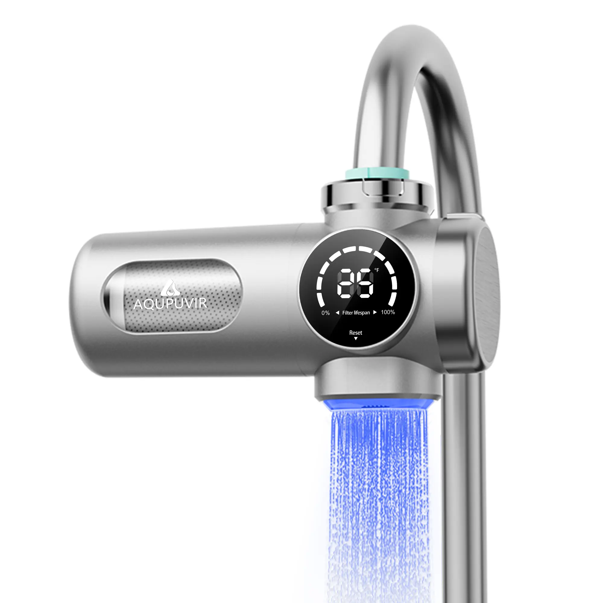 Smart Faucet Water Filter with Dual Modes, LED Display Sink Water Filter, 3-Stage Filtration, Water-Flow Powered, Helps Reduce Sediment, Replaceable Cartridge for Kitchen & Bathroom