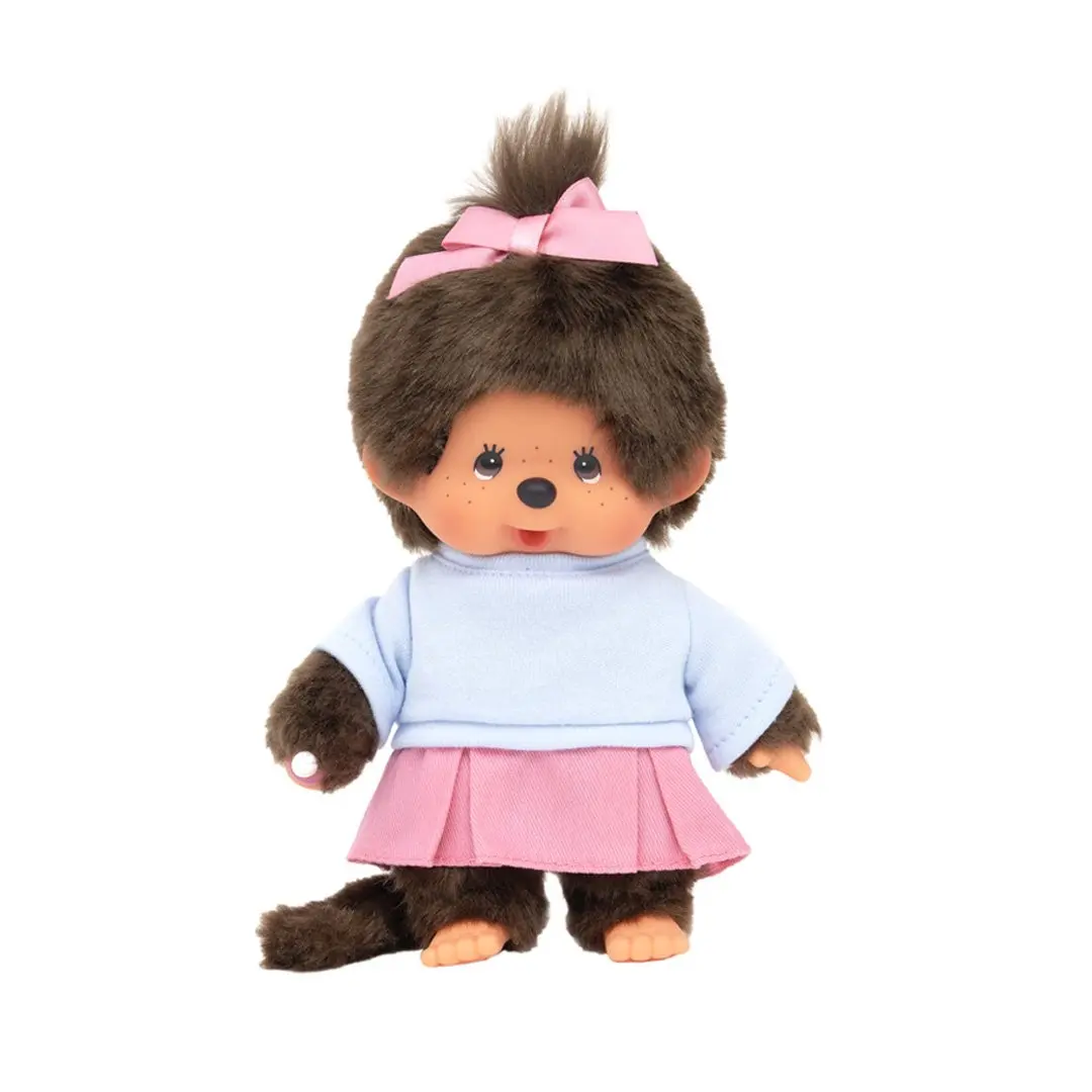 Monchichi Girl Collectible Doll - Skirt-Outfit Cute Clothes Doll, Soft Cuddly Gift for Kids, Stuffed Toy