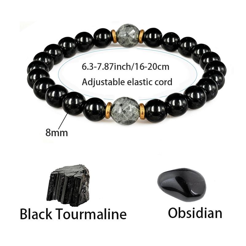 Black Obsidian Beaded Bracelet, Elegant Unisex Bracelet, Fashion Protection Jewelry Accessories for Men & Women, Exquisite Jewelry for Birthdays, Valentine's Gifts, Mother's Day, Father's Day, Valentine's Grounding Bracelet