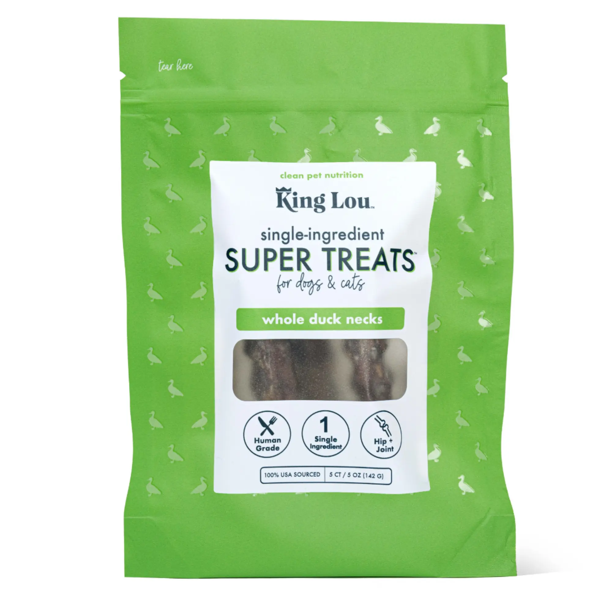 King Lou Whole Duck Necks Dental Treats for Dogs, Single Ingredient, Human Grade, 100% USA, All Natural, Minimally Processed Pet Products Food Supplies