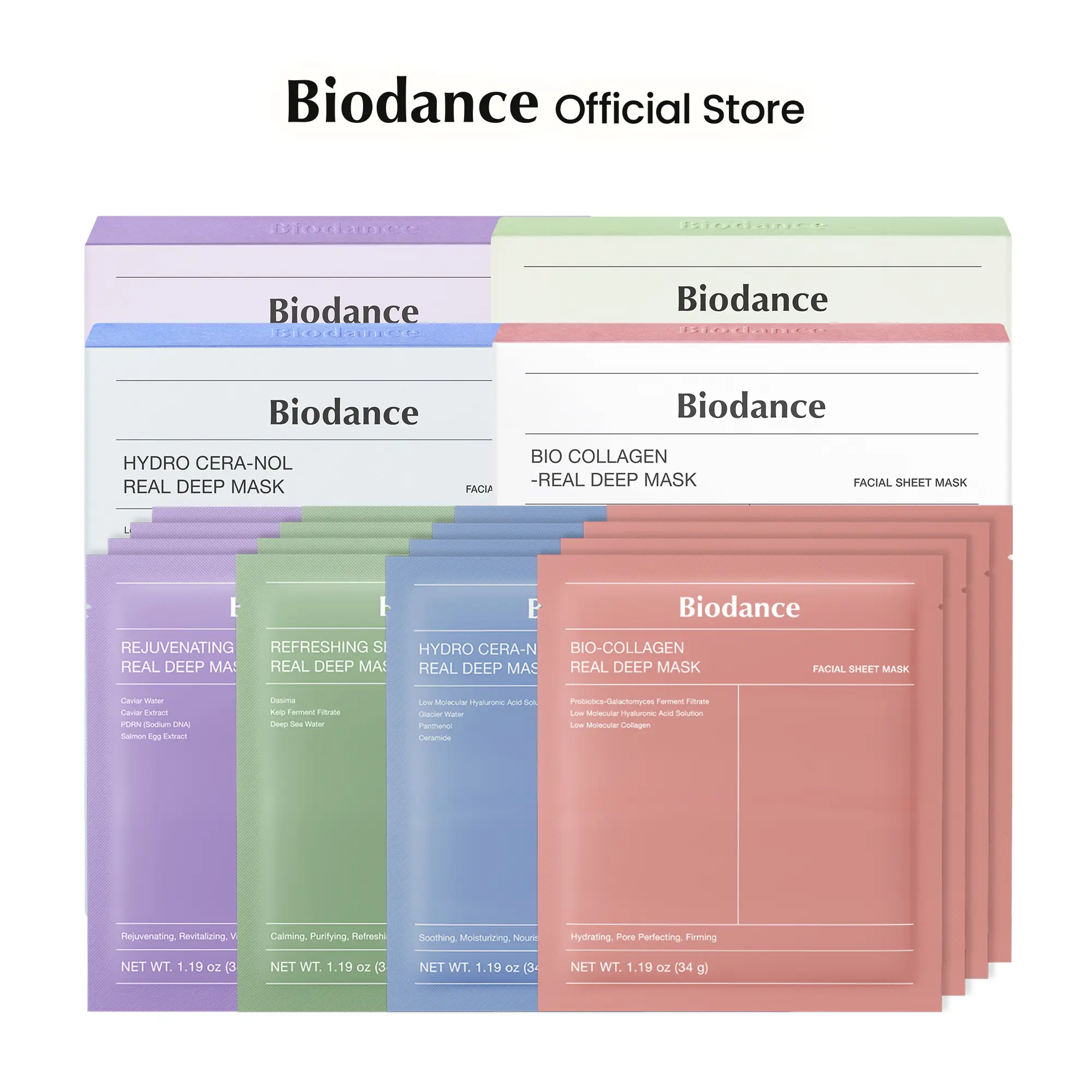 [Biodance Official] Maskholic Gift Bundle | Collagen, PDRN, Ceranol, Seakelp (4*4, 16ea) Hydro-gel K-beauty Essential Sleeping Mask,Firming, Pore Tightening, Glass Skin, Elasticity, Korean Skincare, TikTok Exclusive Bundle