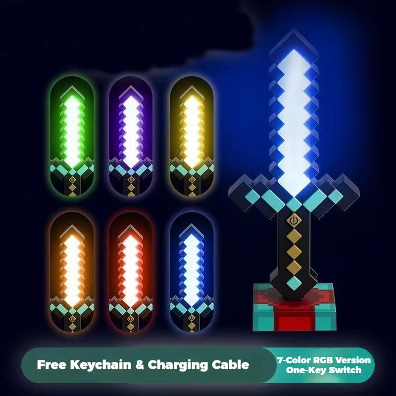 Diamond Glow Sword Keychain Model Mini Toy Weapon Pendant