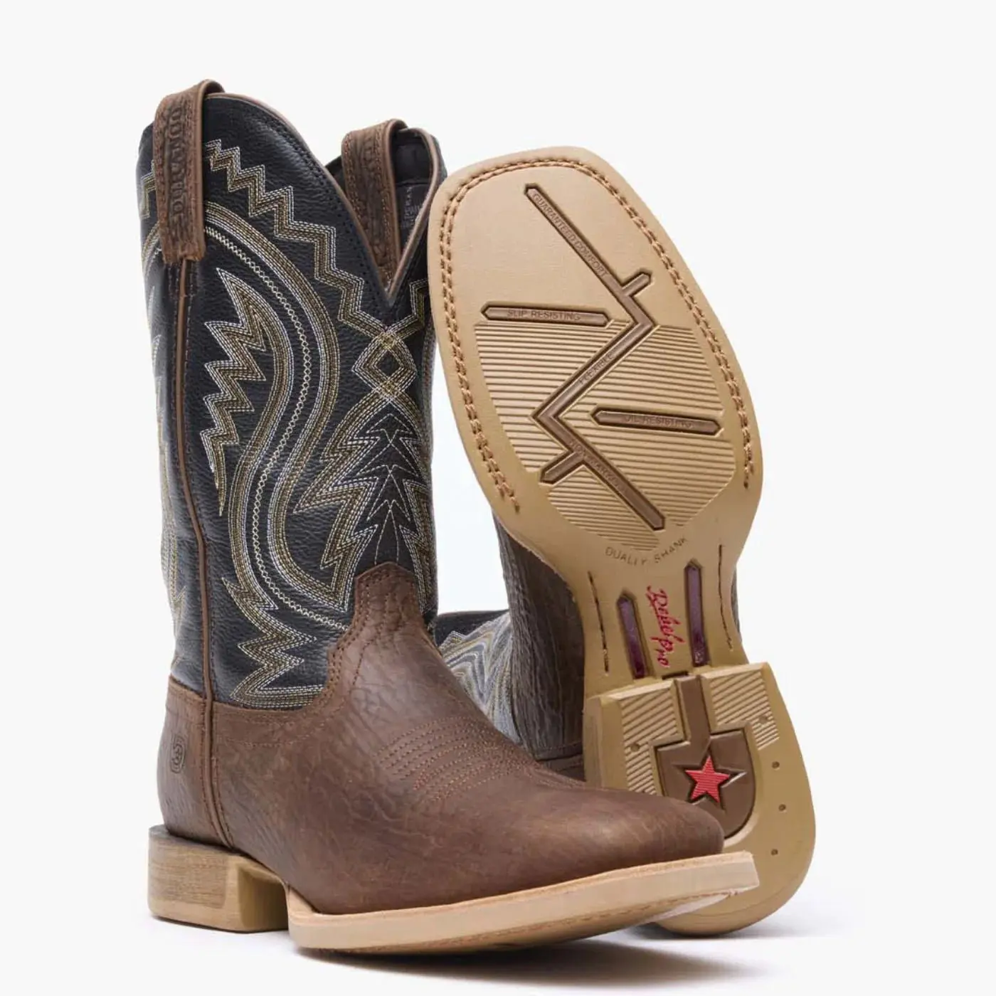 Durango Men’s Rebel Pro Brown Leather Western Boot - Square Toe, Dark Stitched Shaft, Roomier Fit Performance Cowboy Boot, Brown Leather Boot