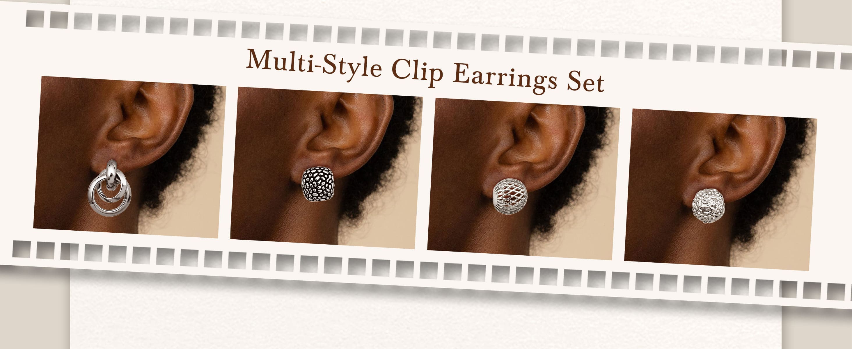 ORAZIO Women's 4Pairs Clip-On Earrings Set Gold Silver Chunky Teardrop Twist Round Stud No Piercing High-Quality Alloy Ear Clips for Any Occasion