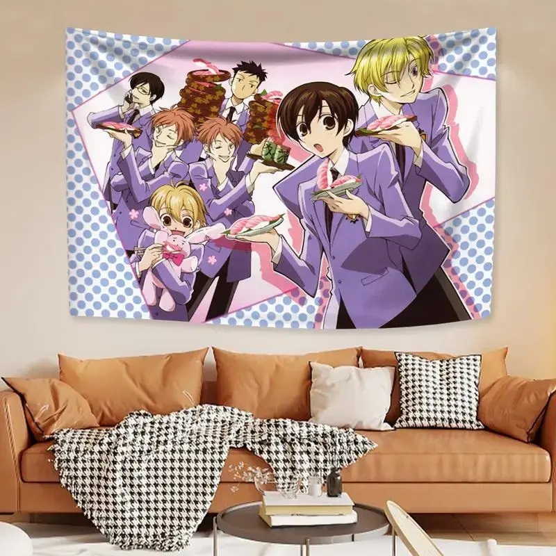Classic Ouran High School Boarding Club Anime Knit Polyester Tapestry, Kawaii Room Decor, Wall Decor, Durable Home Supplies, Birthday Gift for Bedroom Dormitory Background Hanging, Anime Room Decor