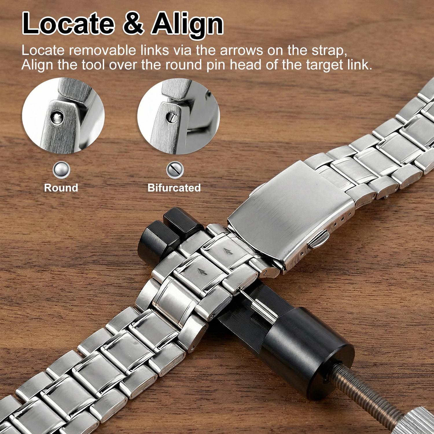 Watch Link Removal Kit, Tools to Adjust and Remove Bracelets, Pin Remover for Sizing Strap, Watch Band Adjustment Tool Kit with Extra Replacement