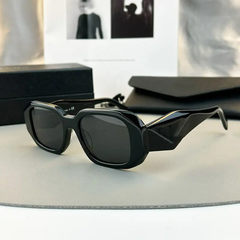 Unisex Polygonal Sunglasses - Thick Frame Modern UV Protection Shades for Driving, Travel and Daily Wear