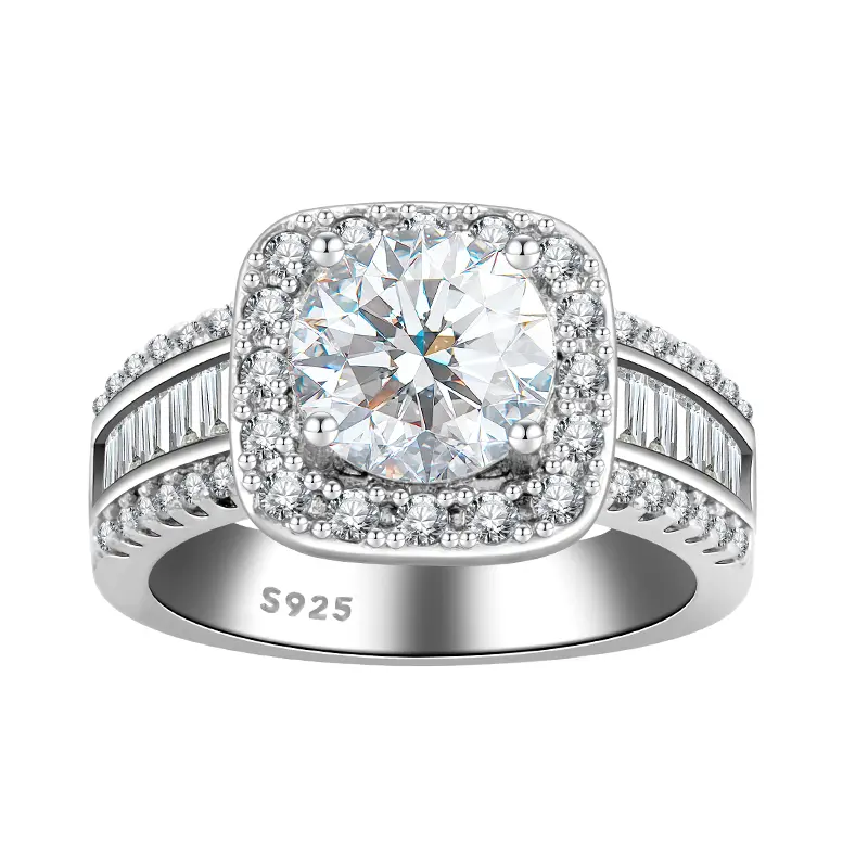3CT Square Halo Ring, 5A CZ Wedding Band for Women, Engagement Ring Jewelry Promise Ring Gift for Her Bridal Rings Statement Ring