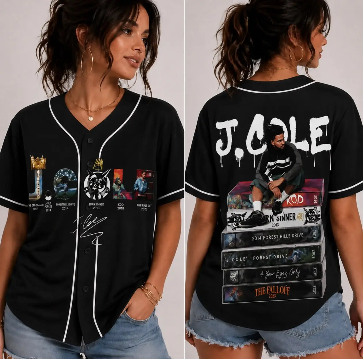 Custom J Cole Baseball Jersey | Music The Fall Off Shirt | Casual Fashion Short Sleeve Button Down Shirt
