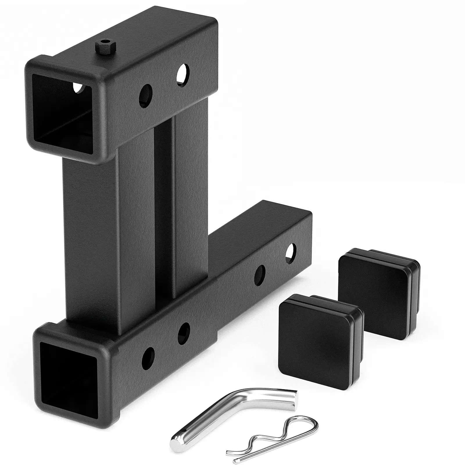 【YZONA】Carbon Steel 2-Inch Dual Hitch Extender Towing Accessory - Powder Coat, 4000 LBS Drop-Rise Adapter, Fits 2" Class III & IV Receivers for Cargo Carriers, Bikes